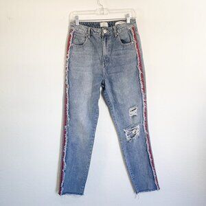 Cotton On High 90s high rise straight leg jeans with side stripes size 6
